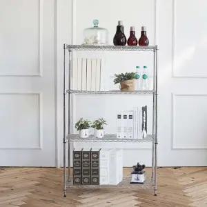 리빙메탈랙선반 600 4단 메탈선반 진열대 진열장 수납선반 메탈렉