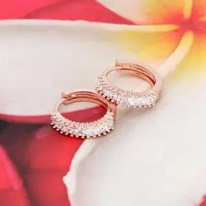 골드귀걸이 골드필드 핀 큐빅 로즈골드 원터치 링 귀걸이 14K