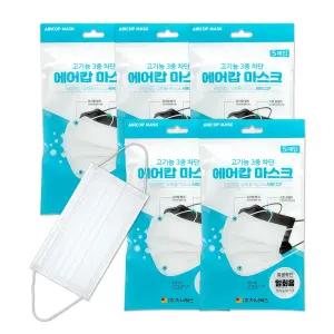 에어캅 일회용 마스크 5매입 x 10개 성인용 화이트