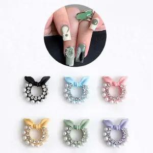 네일아트 파스텔 컬러 마카롱 진주 리본 파츠 6종