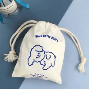 수납 파우치 휴대용 데일리 복조리 일러스트 드로스트링 화장품