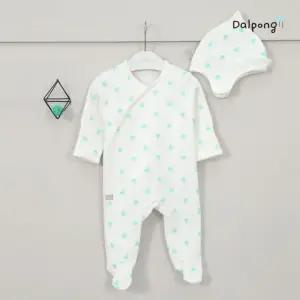 [달퐁]달퐁 민트튤립 신생아 우주복 모자 세트