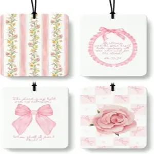 핑크 플로럴 크리스천 쾰른 자동차 방향제 4종 코켓 프레피 보우 플라워 걸이 욕실 기숙사 책 장식