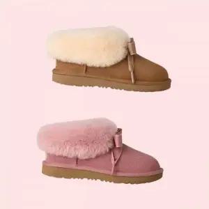 어그 K 25FW 양모 트리밍 리본 슬리퍼 슬라이드 신발 베일리 1675303001 1675303002 4270895