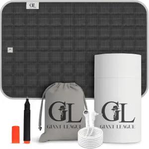 발과 책상용 접지 매트 코드가 있는 16x24인치 퀼트 면 패드 연속성 테스터 및 여행 파우치 - 블랙