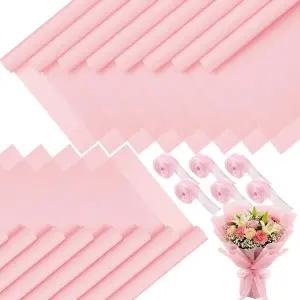 사바리 120매 꽃 포장지 꽃다발 순색 방수 196인치 리본 결혼식 생일 DIY 22.8 x 22.8인치 크림 샴페인