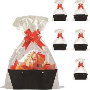 선물 바구니 비어 있음 손잡이 DIY 키트가 포함된 5개의 PCS 블랙 가방 파티용 생일 축하 크리스마스