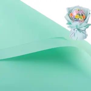 20개 양면 컬러 꽃 포장지 방수 발렌타인데이 꽃다발 23x23인치 DIY 공예품 선물 포장 꽃집 블루