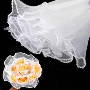 유시안엘비 꽃다발 포장지 4야드 흰색 주름 반투명 액세서리 플로리스트 선물 패키지용 펄 엣지 방수 꽃 랩