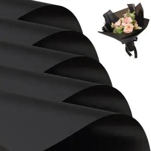 BEISHIDA 20 PCS 블랙 플로럴 포장지 매트 방수 꽃 꽃다발 DIY 공예품 선물 포장 발렌타인 생일 결혼식