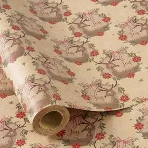 눈송이와 베리가 있는 RUSPEPA 크래프트 크리스마스 포장지 롤 미니 순록 화환 및 디자인 홀리데이 윈터