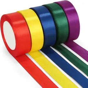 렌스위 5색 125야드 크리스마스 리본 이터널 플라워 1인치 레드 선물 포장 공예 생일 부케 장식 및 결혼