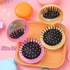 [셀러에이드]휴대용 거울빗 접이식 미니빗 빗거울 손거울 휴대거울