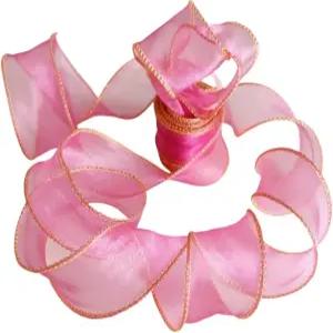 일반적인 11/2 인치 와이드 10 야드 핫 핑크 오르간자 와이어 리본 시어 공예용 꽃다발 결혼식 파티