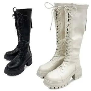 [카미엣뮤즈]레이스업 키높이 롱부츠_KM24w113