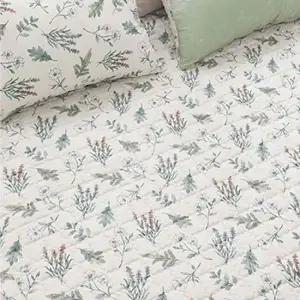 베이지 플로럴 카페트 겸용 슈퍼싱글 밴딩 침대 패드 침대패트리스패드 매트리스패드