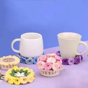 [무료배송] 컵받침 DIY 패키지 세트 4p 수예 티코스터 뜨개실 만들기