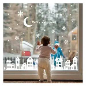 빅 대형 인테리어모던스티커 눈내리는마을 B1HI-6004L 그래픽스티커 커피 화분 꾸미기 나무