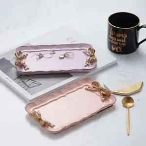 빈티지한 4가지 컬러 악세사리 사각 리본 트레이 인테리어소품 빈티지소품 소품샵