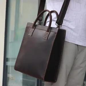 [옷자락]남자 출근가방 소가죽 스퀘어 핸들 토트 비즈니스 백