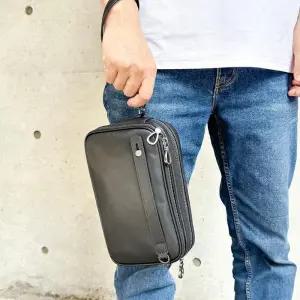 [옷자락]남성 캐주얼 지퍼 가죽 블랙 클러치 크로스백