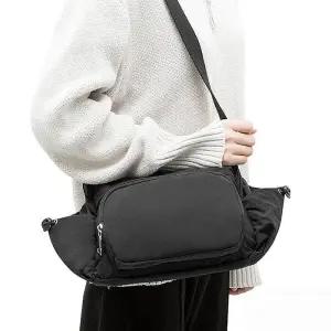 [옷자락]남녀공용 여행 보조가방 방수 옆주머니 블랙 크로스백