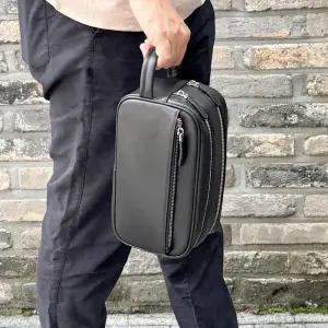 [옷자락]남성용 스포츠 지퍼 사각 블랙 클러치 파우치