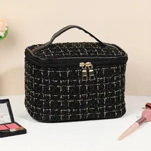 화장품 메이크업 트위드 손잡이 파우치 가방 블랙 다용도파우치