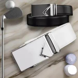 [옷자락]남성 백색 소가죽 혁대 골프 벨트