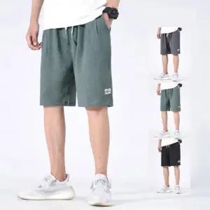 [옷자락]남성 운동 반바지 오버핏 패치 쿨링 밴딩 5부 팬츠