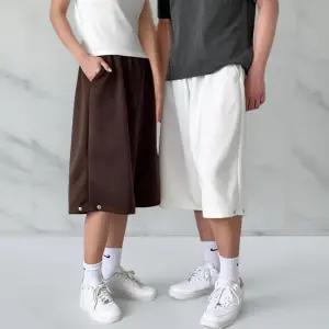 [옷자락]남녀공용 단색 면혼합 스냅버튼 5부 밴딩 바지