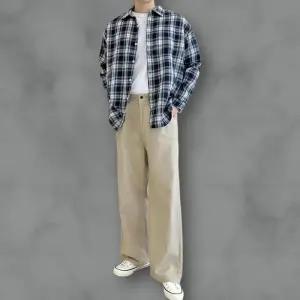 [옷자락]남성 핀턱 면 스판 세미와이드 뒷밴딩 팬츠