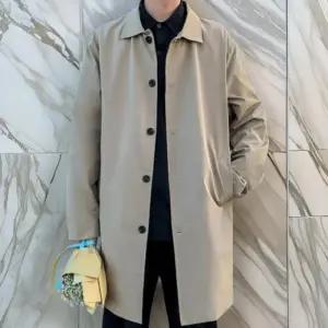 [옷자락]남자 기본 트렌치 베이지 심플 롱 코트