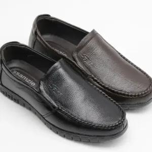 [옷자락]남자 면접화 스티치 통굽 검정색단화 가죽 로퍼