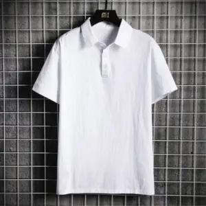 [옷자락]남성용 심플 컬러 반팔 티셔츠 카라 없는 스트릿 패션