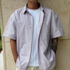 [옷자락]남자 스트라이프 포켓 여름 오버핏남방 커플 반팔 셔츠