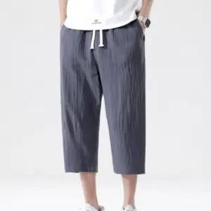 [옷자락]남성 스트리트 캐주얼 린넨 7부 밴딩 팬츠