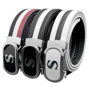 라운딩 에스 삼선가죽벨트 / 남자 남성 골프 버클 남자벨트