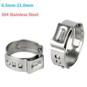 6.5mm-21.0mm 304 스테인리스 스틸 싱글 이어 호스 클램프 (플라이어 포함) 미니 클립 원 스텝리스 파이프