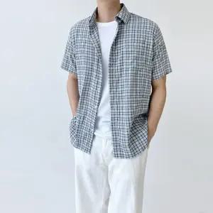 [179st]ACC SS1023M 남자 시어서커 스판 오버핏 여름 체크 반팔 남방 셔츠