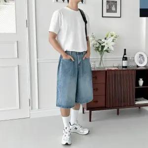 [179st]1 1 HSSM 5103 남자 옆핀턱 와이드 뒷밴딩 버뮤다 데님 반바지