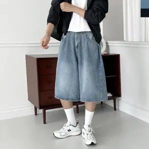 [179st]HSSM 5103 남자 옆핀턱 와이드 뒷밴딩 버뮤다 데님 반바지