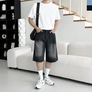 [179st]HSSM 5102 남자 앞핀턱 뒷밴딩 버뮤다 데님 반바지
