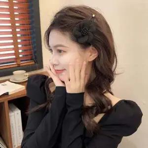 블랙 브로치 플라워 시크 헤어핀 헤어핀 헤어악세사리