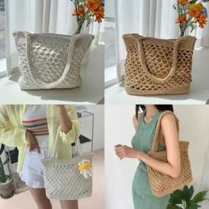 [패션] 뜨개 무지 심플 노블네트숄더백 여성 지퍼 여름 가방