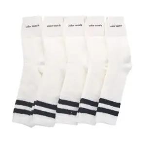 [패션] 여성용 발목두줄 세침 장목 수면양말 화이트 5켤레