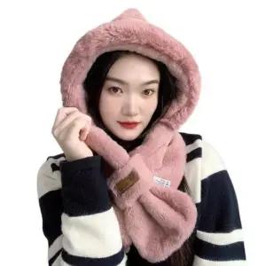 [패션] 소프트퍼 후드 머플러 핑크 DK70