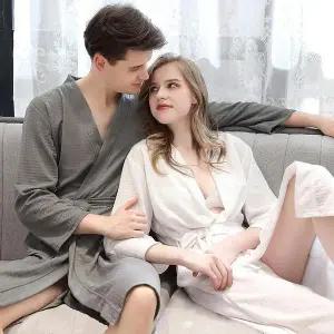 [JH16P715_52CW]와플 목욕 가운 호텔 로브 샤워 커플 잠옷 (31403188A)