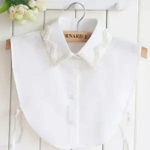 포인트 진주 넥케이프 페이크카라 레이어드 이너셔츠