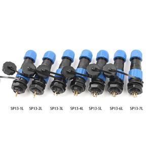 SP13 IP68 방수 커넥터 수 플러그 암 소켓 1/2/3/4/5/6/7/9 핀 패널 마운트 와이어 케이블 항공